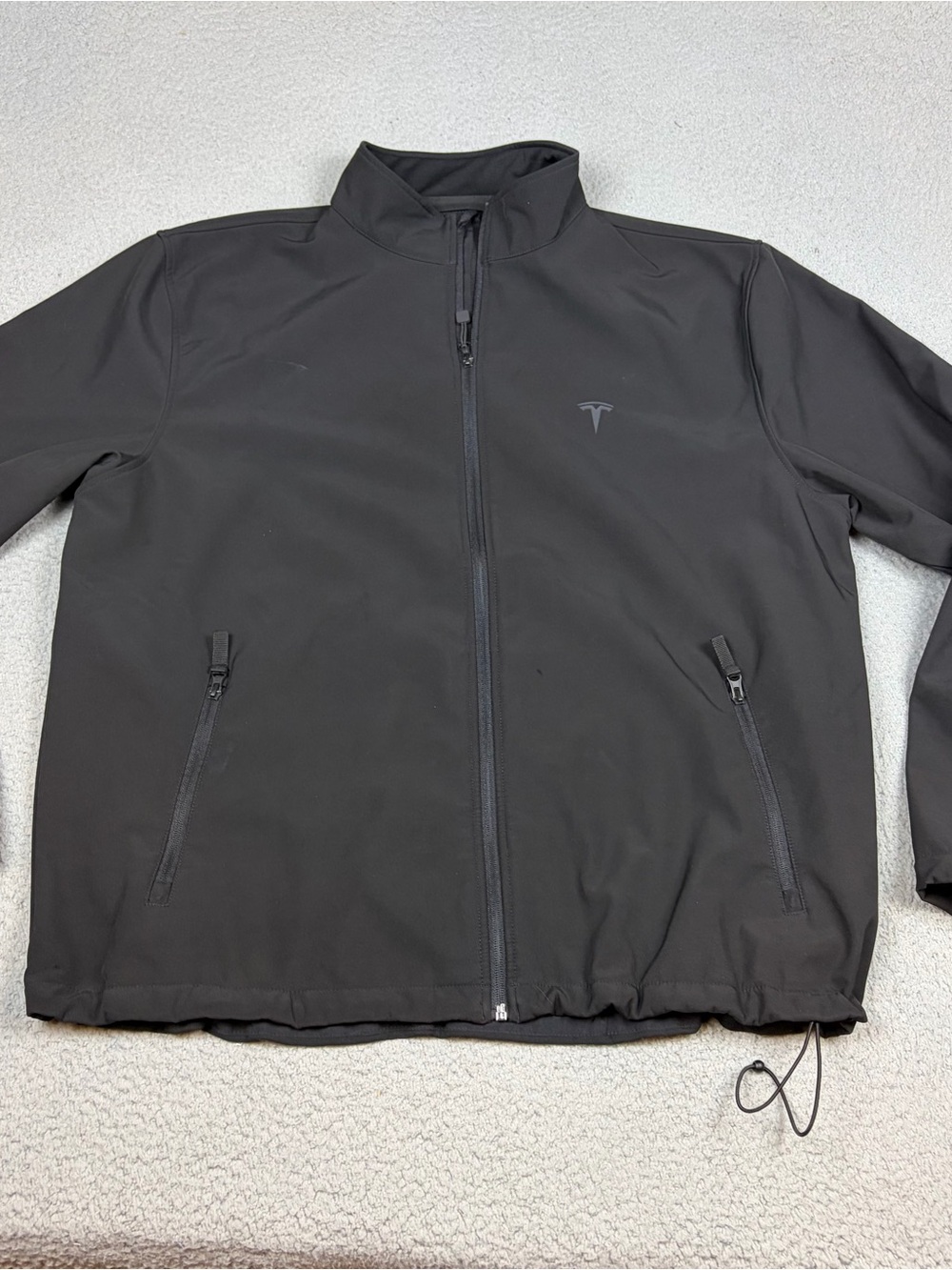 Tesla Soft Shell Jacket Men's Black Full Zip Windbreaker with Logo Auto Car